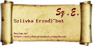 Szlivka Erzsébet névjegykártya
