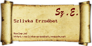 Szlivka Erzsébet névjegykártya