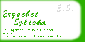 erzsebet szlivka business card